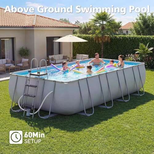 Rectangular above ground pool - ground,